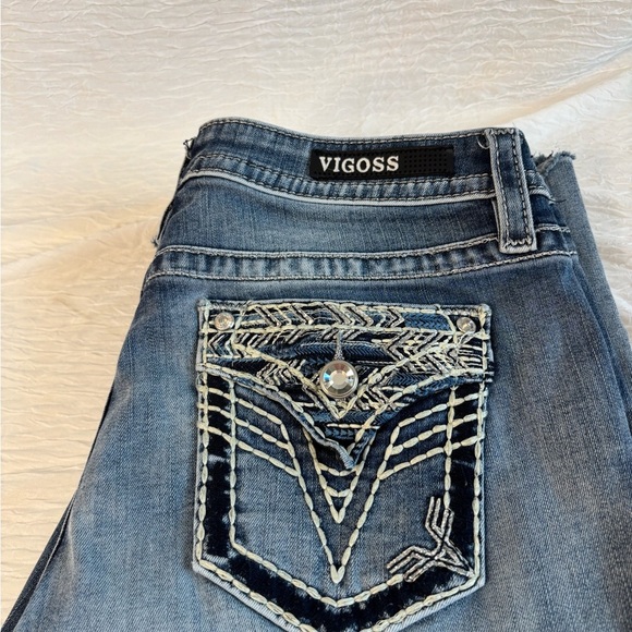 Vigoss Heritage Fit Dallas Bootcut – Distressed-Embellished Pockets – Sz 7/8 - Picture 5 of 16